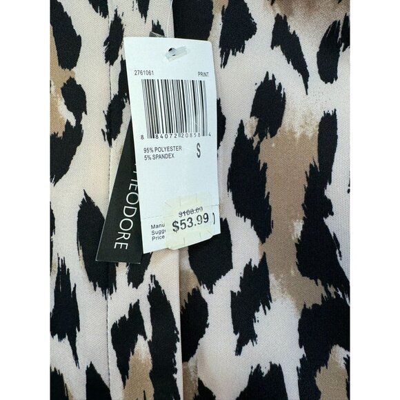 Chelsea & Theodore Womens Leopard Print Scuba Jacket S Brown Black - Picture 3 of 13